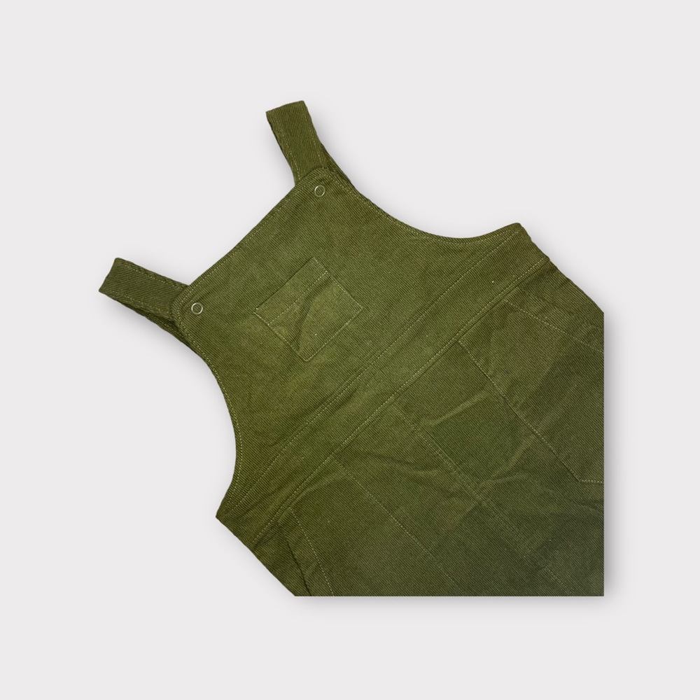 Angel Dear Dark Green Corduroy Pocket Romper - Picture 6 of 9
